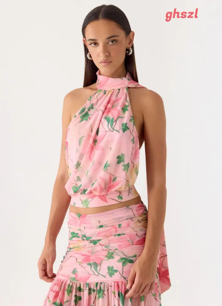 Cantrall Halter Top - Blooming Spring - Halter Tops