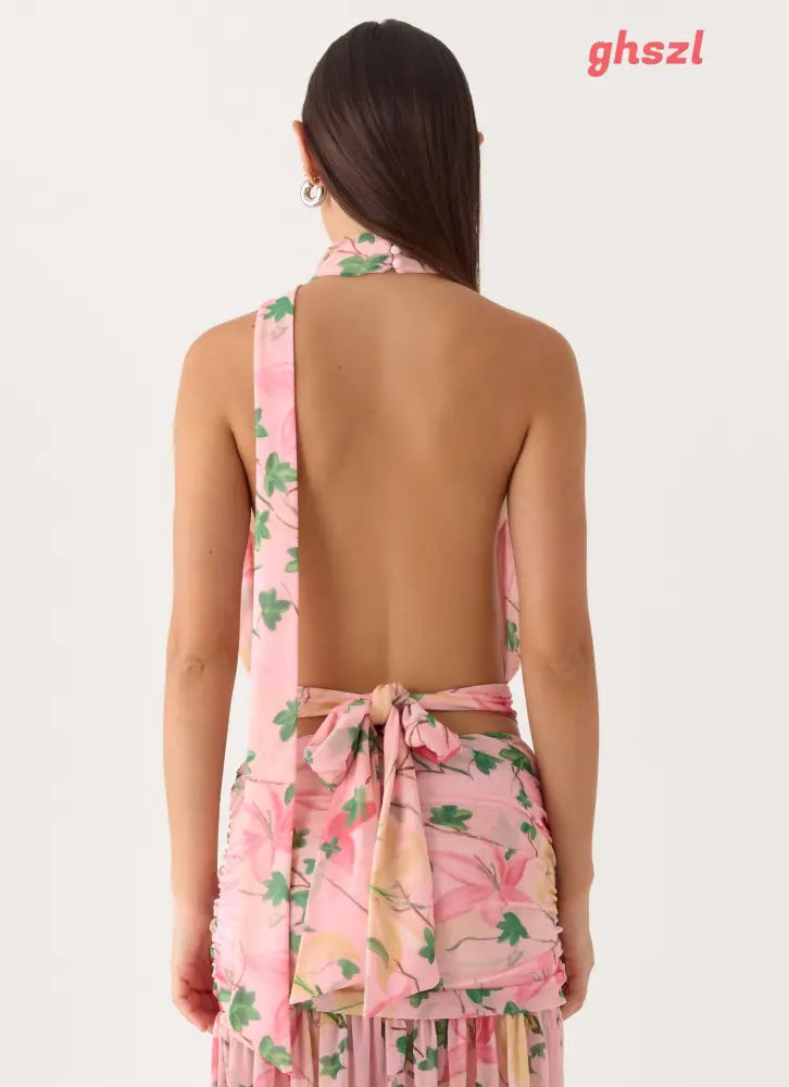 Cantrall Halter Top - Blooming Spring - Halter Tops