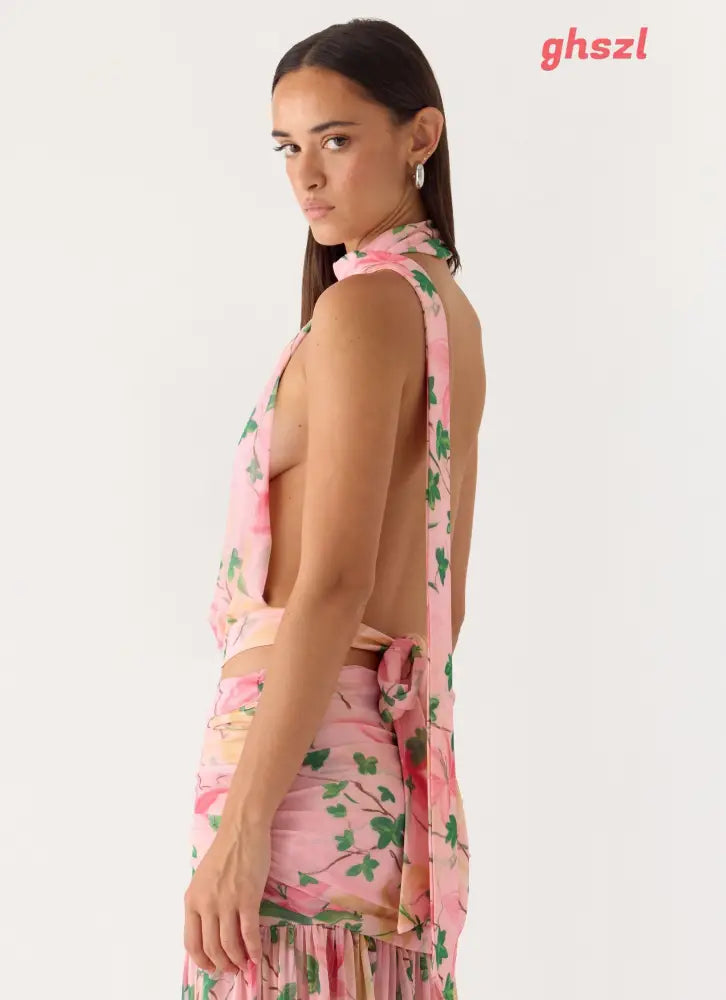 Cantrall Halter Top - Blooming Spring - Halter Tops