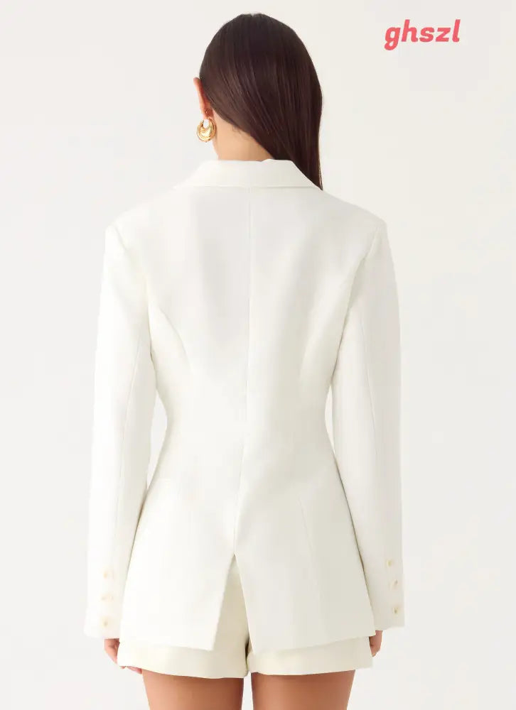 Culver Cinched Blazer - White - Blazers