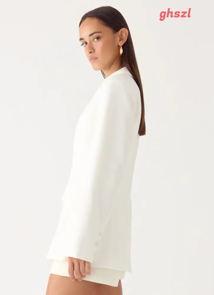 Culver Cinched Blazer - White - Blazers