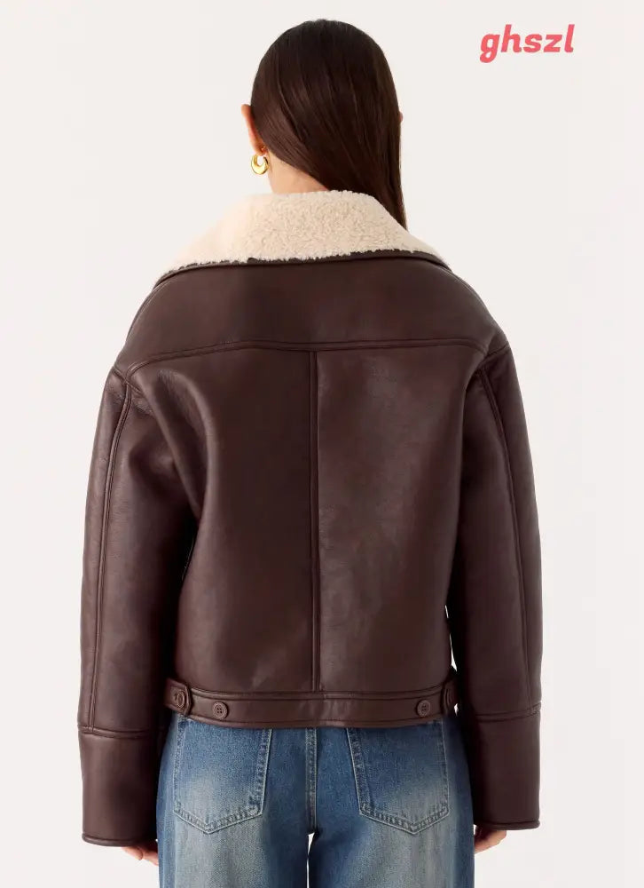 Demine Double Faced Short Coat - Chocolate - Jackets + Coats