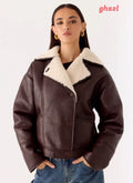 Demine Double Faced Short Coat - Chocolate - Jackets + Coats