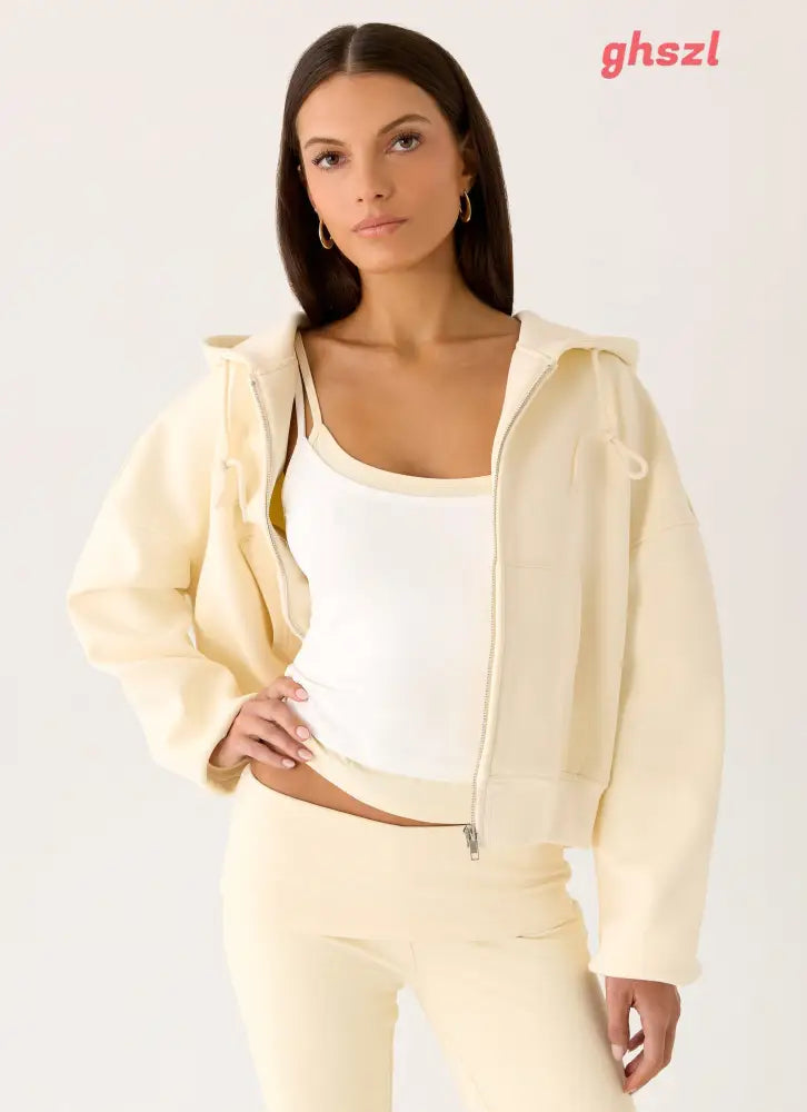 Elio Zip Hoodie - Baby Yellow - Jackets + Coats