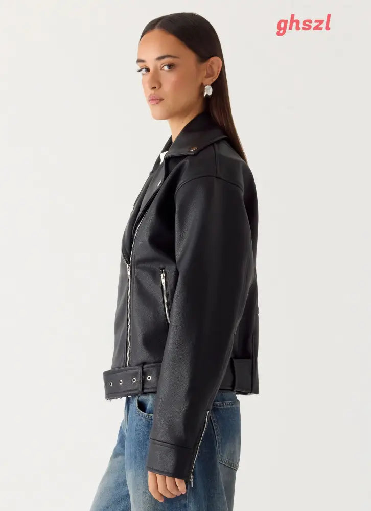 Ethan PU Biker Jacker - Black - Jackets + Coats