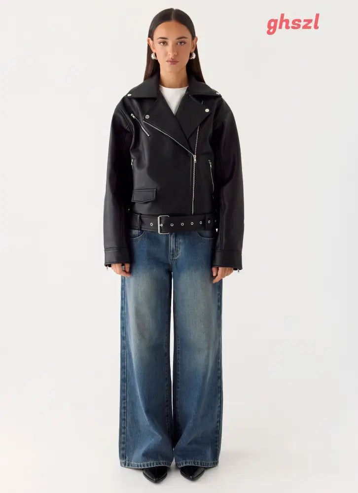 Ethan PU Biker Jacker - Black - Jackets + Coats