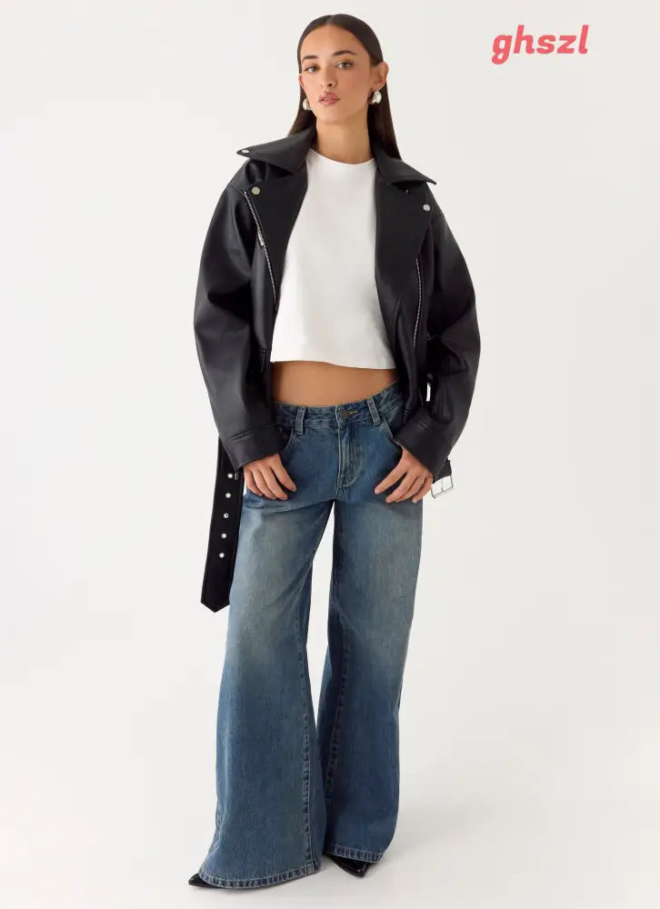Ethan PU Biker Jacker - Black - Jackets + Coats