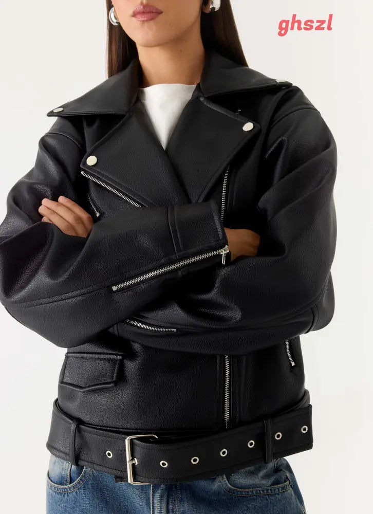 Ethan PU Biker Jacker - Black - Jackets + Coats