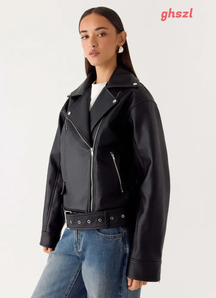 Ethan PU Biker Jacker - Black - Jackets + Coats