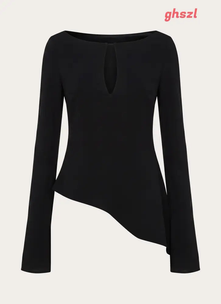 Figure It Out Top - Black - Long Sleeve Tops