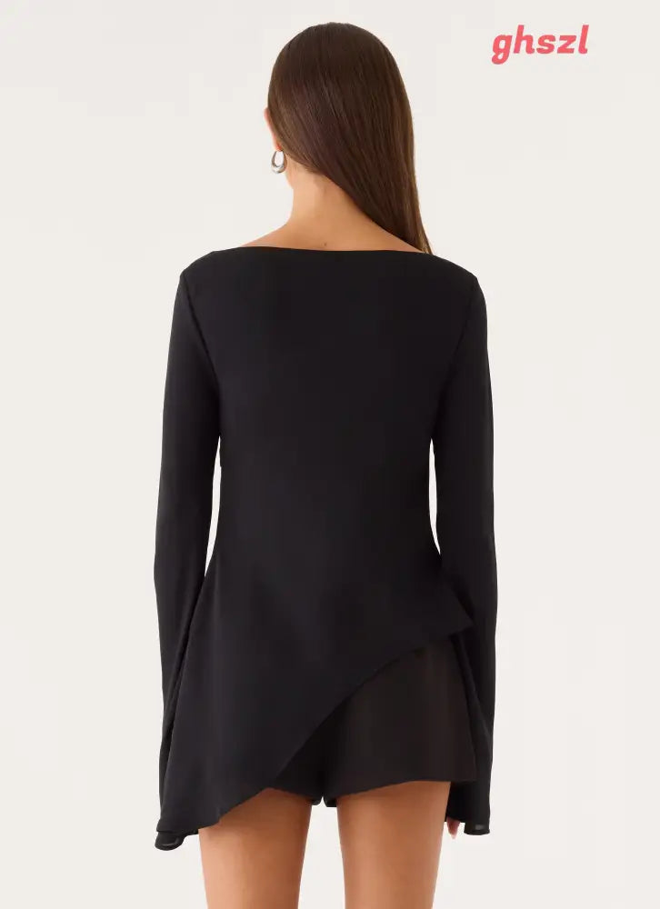 Figure It Out Top - Black - Long Sleeve Tops