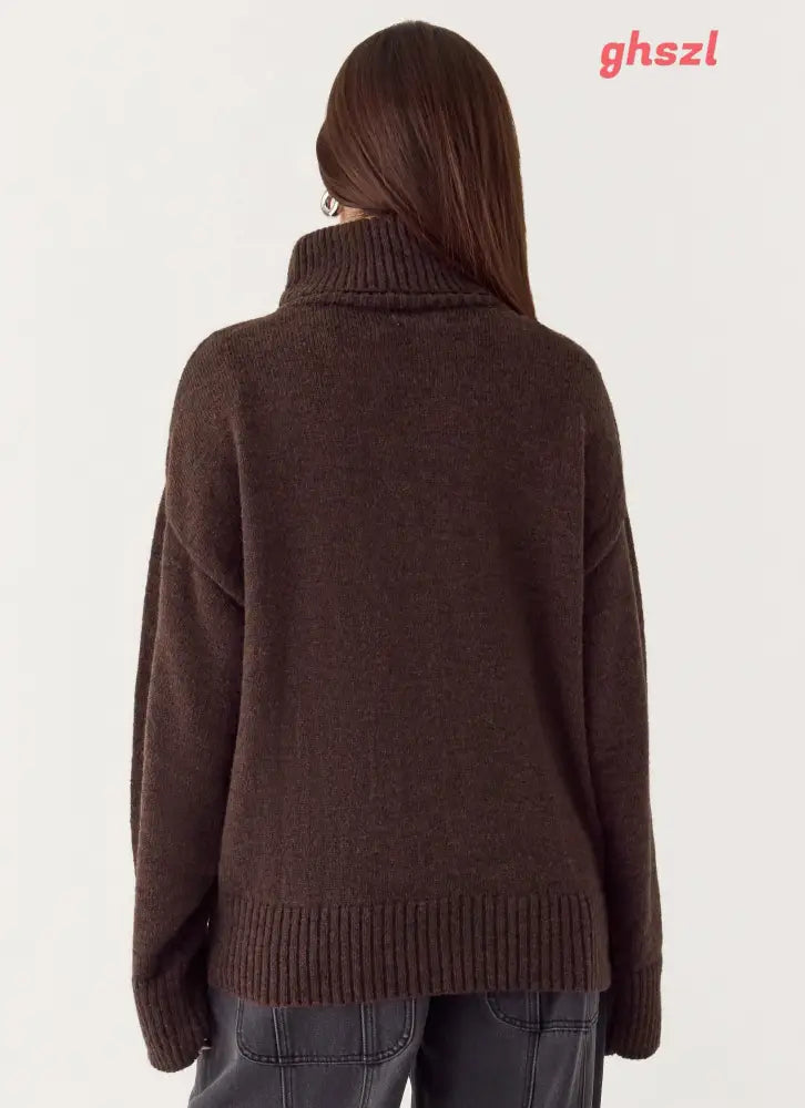 Gabrielle Knit Sweater - Chocolate - Jumpers + Knits