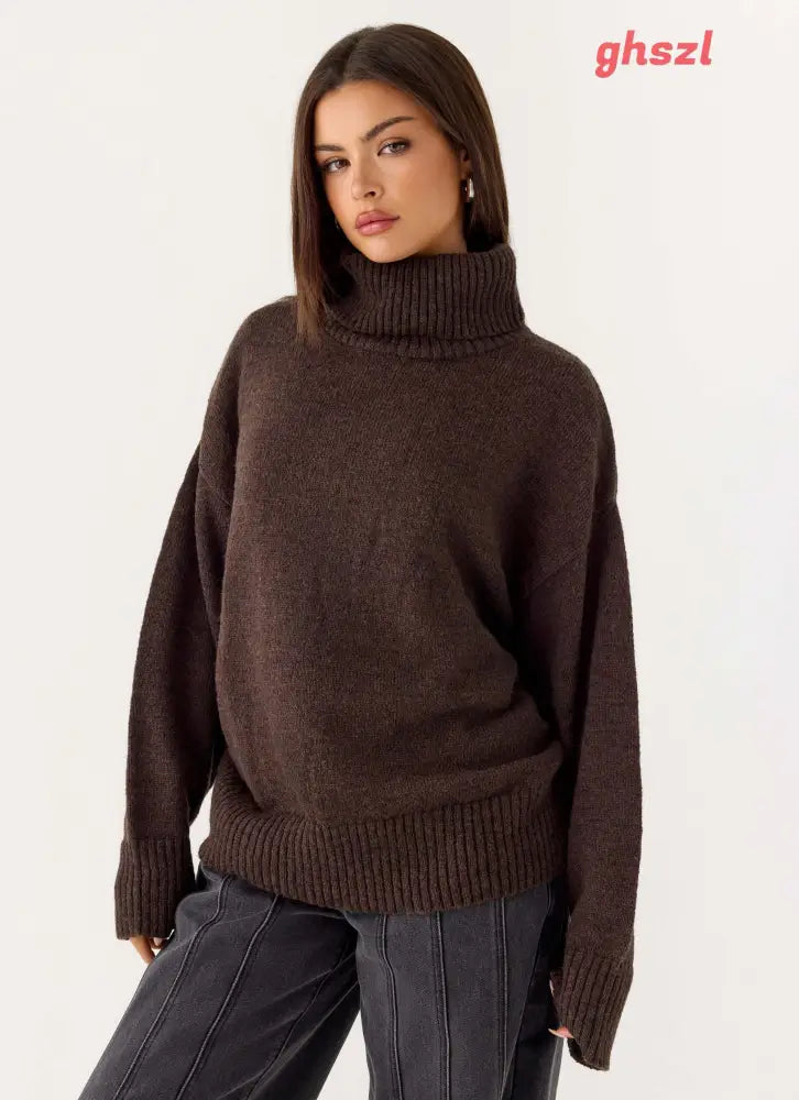 Gabrielle Knit Sweater - Chocolate - Jumpers + Knits
