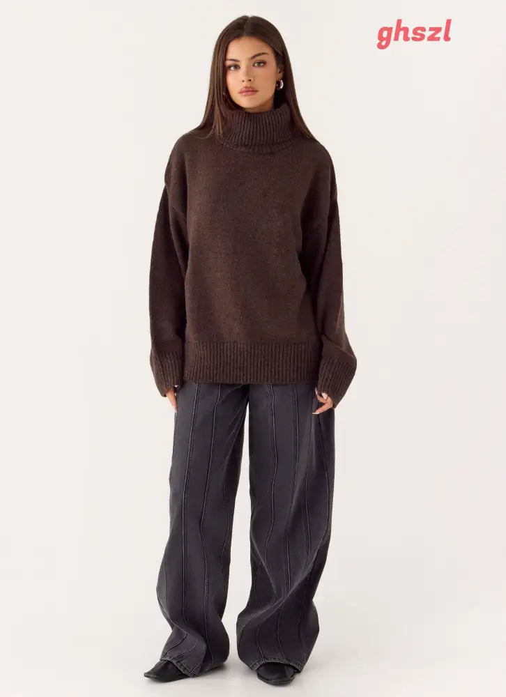 Gabrielle Knit Sweater - Chocolate - Jumpers + Knits