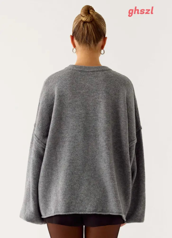Jack Oversized Knit Sweater - Grey - Sweater