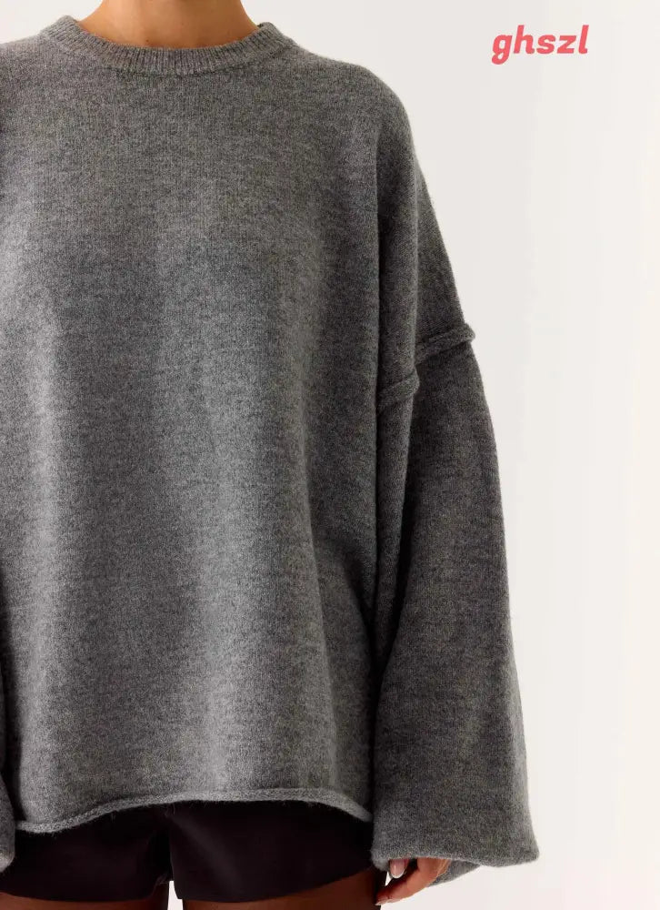 Jack Oversized Knit Sweater - Grey - Sweater