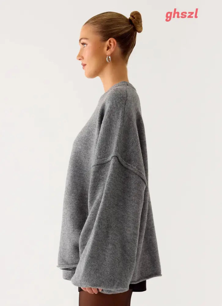 Jack Oversized Knit Sweater - Grey - Sweater