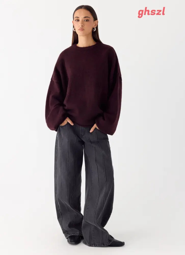 Jack Oversized Knit Sweater - Plum - Jumpers + Knits