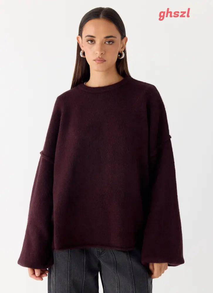 Jack Oversized Knit Sweater - Plum - Jumpers + Knits