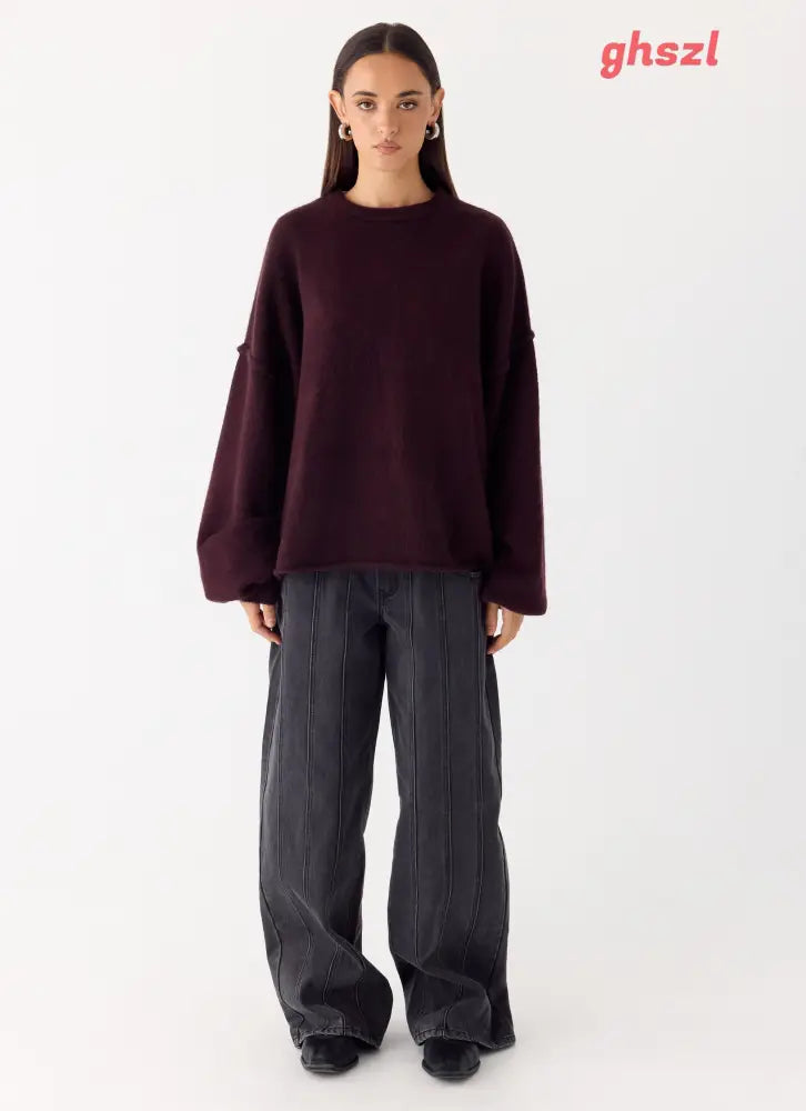 Jack Oversized Knit Sweater - Plum - Jumpers + Knits