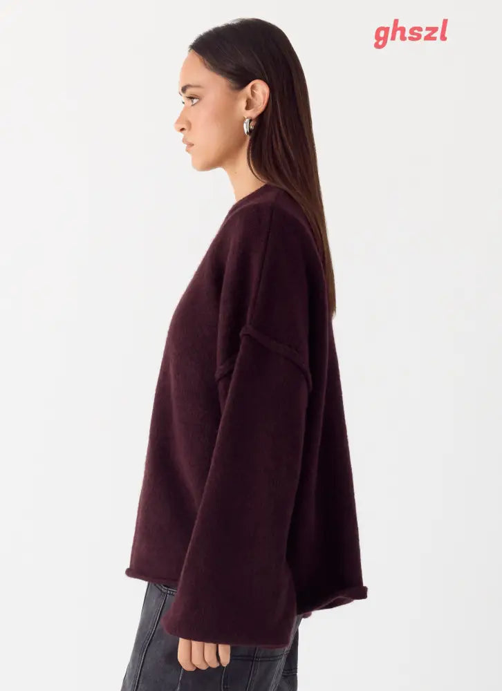 Jack Oversized Knit Sweater - Plum - Jumpers + Knits