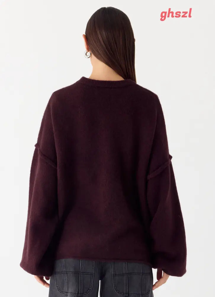 Jack Oversized Knit Sweater - Plum - Jumpers + Knits