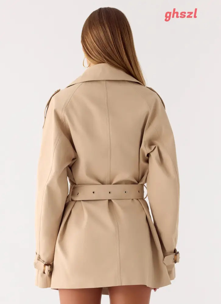 Jackie Mini Trench Coat - Tan - Jackets + Coats