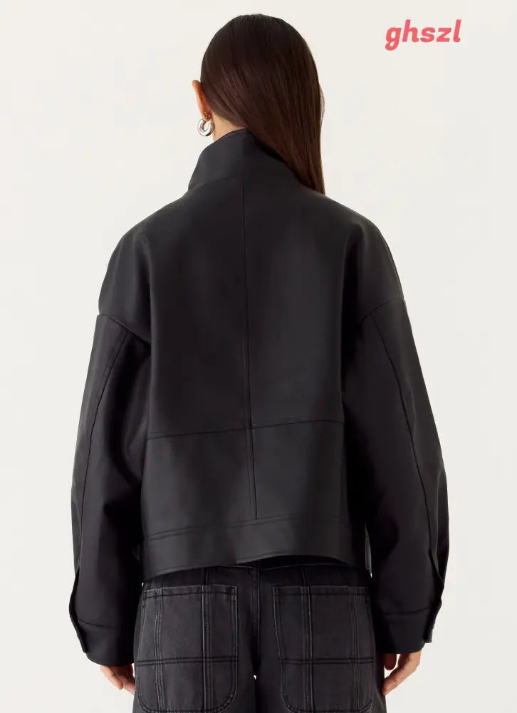 James PU Bomber Jacket - Black - Jackets + Coats