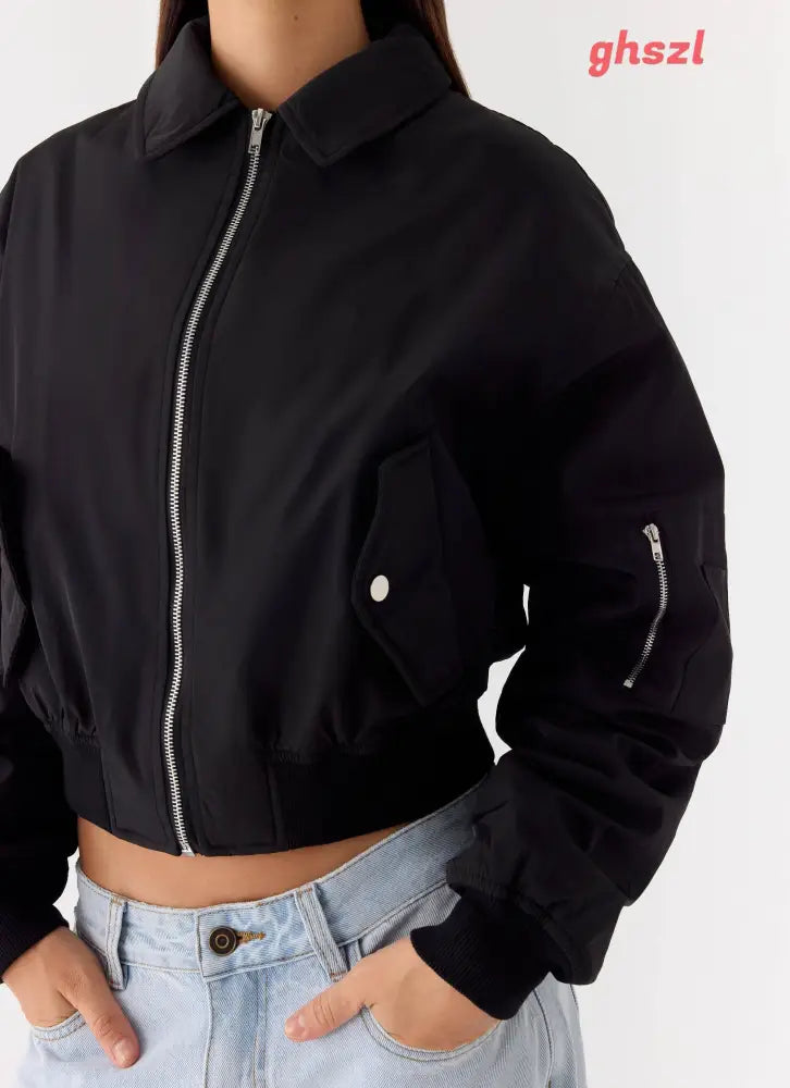 Jameson Bomber Jacket - Black - Jackets + Coats