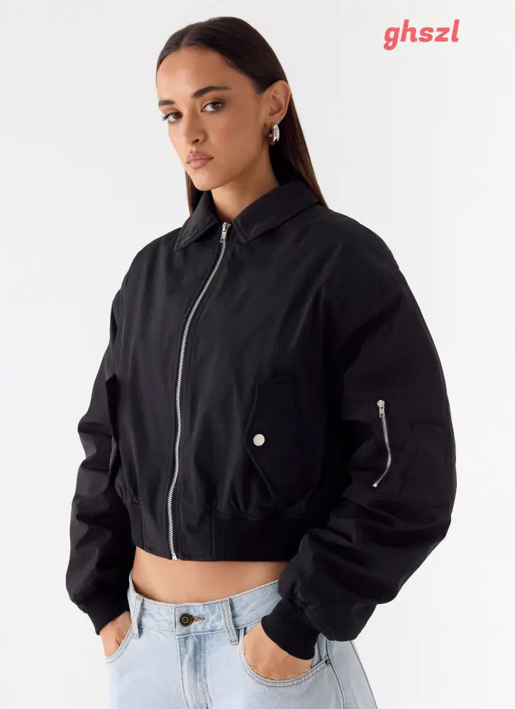 Jameson Bomber Jacket - Black - Jackets + Coats
