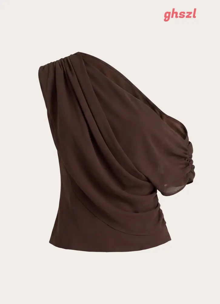 Kalais Top - Chocolate - One Shoulder Tops