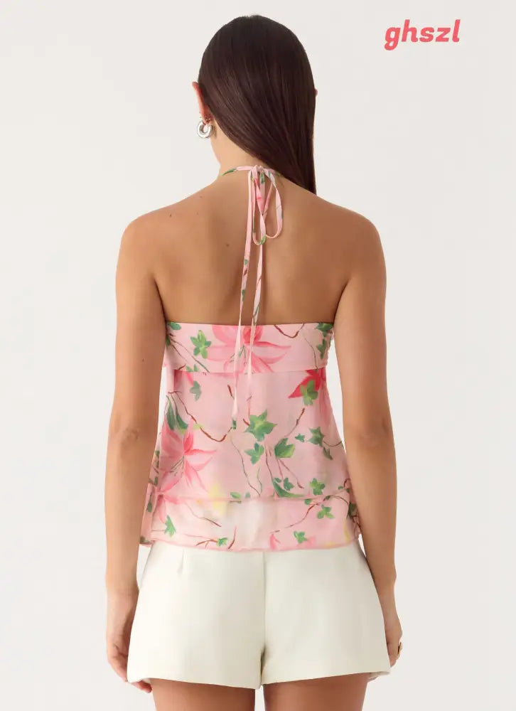 Leslie Halter Top - Blooming Spring - Halter Tops