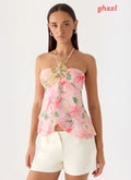 Leslie Halter Top - Blooming Spring - Halter Tops