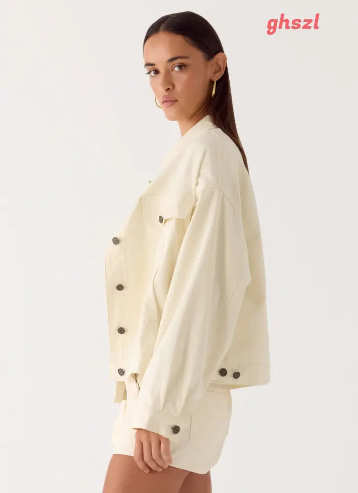 Lewis Drill Jacket - Ivory - Jackets
