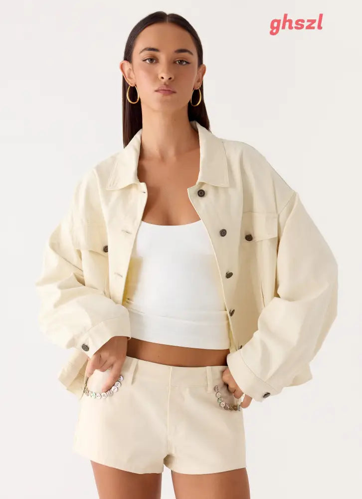 Lewis Drill Jacket - Ivory - Jackets