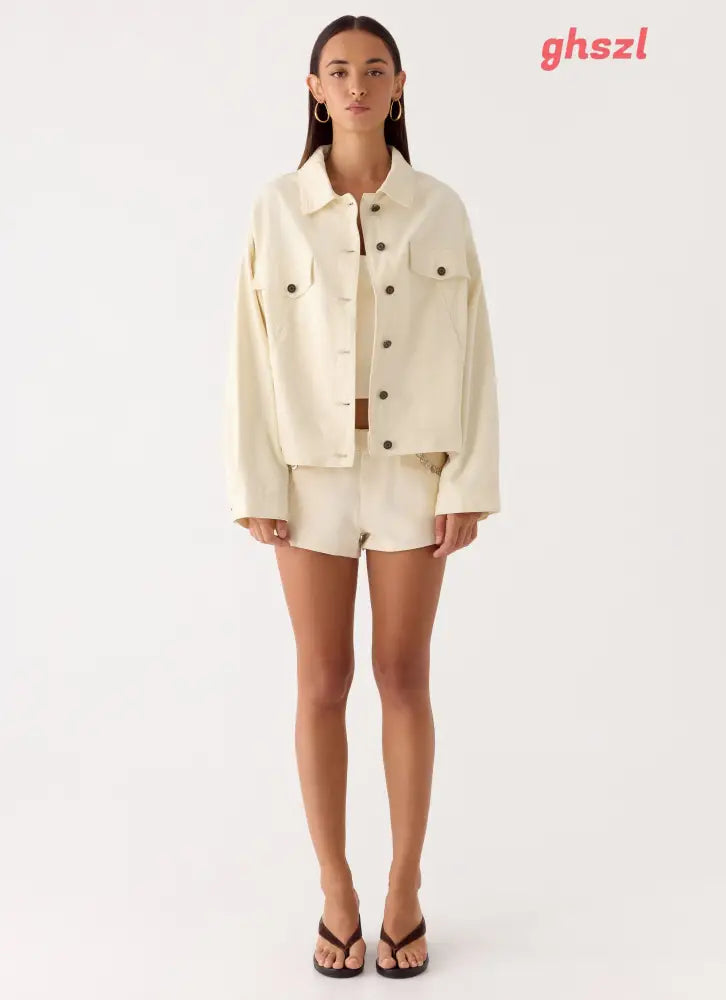 Lewis Drill Jacket - Ivory - Jackets