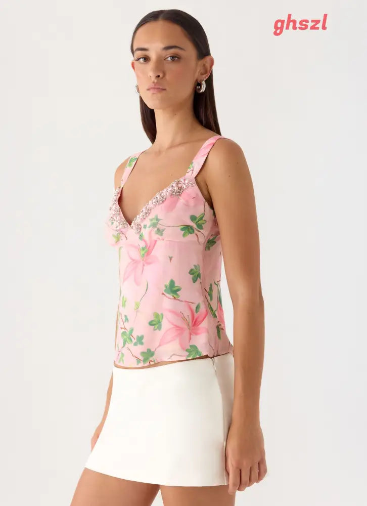Loop Cami Top - Blooming Spring - Basic Tops