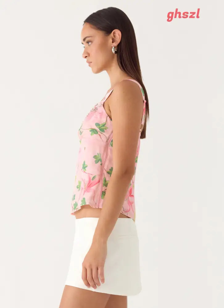 Loop Cami Top - Blooming Spring - Basic Tops