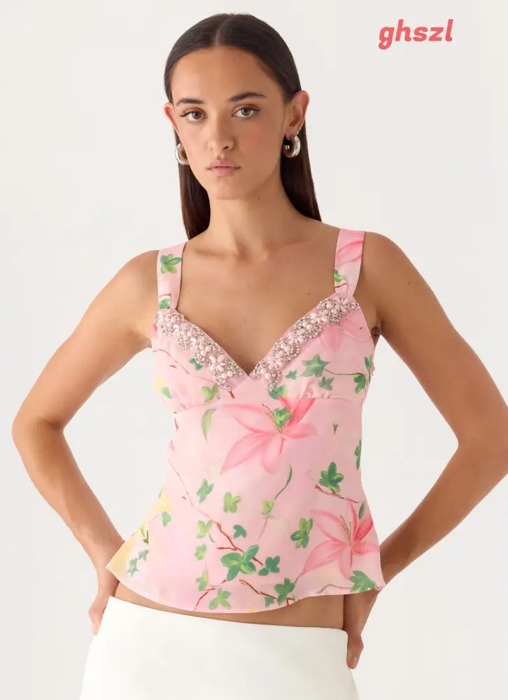 Loop Cami Top - Blooming Spring - Basic Tops