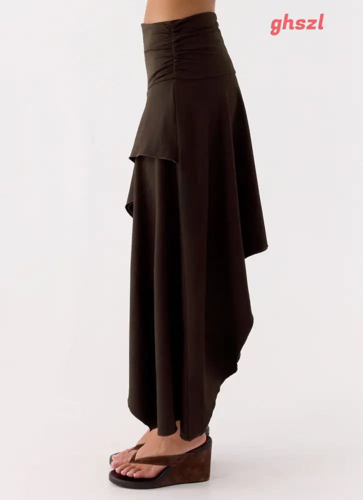Lycia Midi Skirt - Chocolate - Midi Skirts