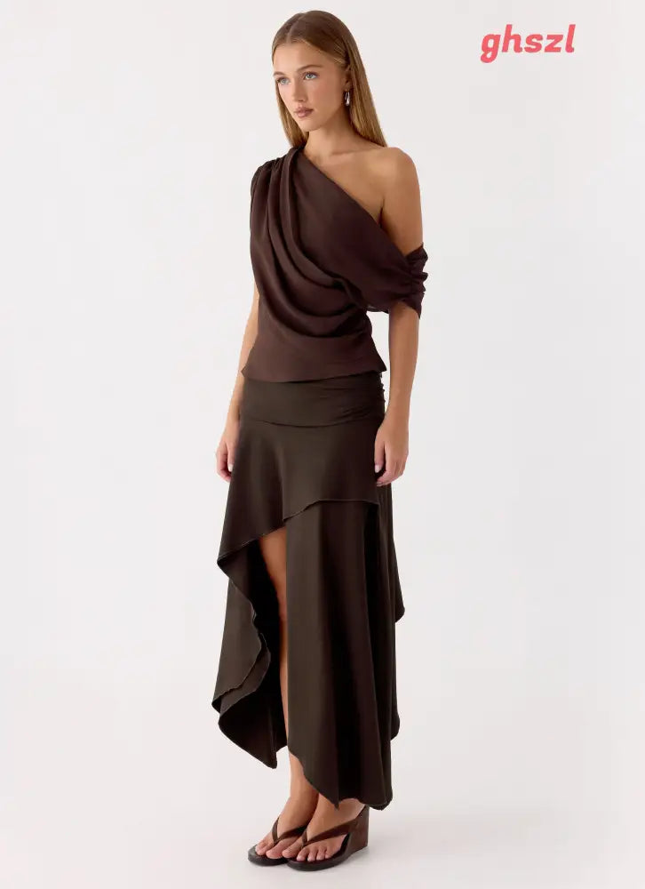 Lycia Midi Skirt - Chocolate - Midi Skirts