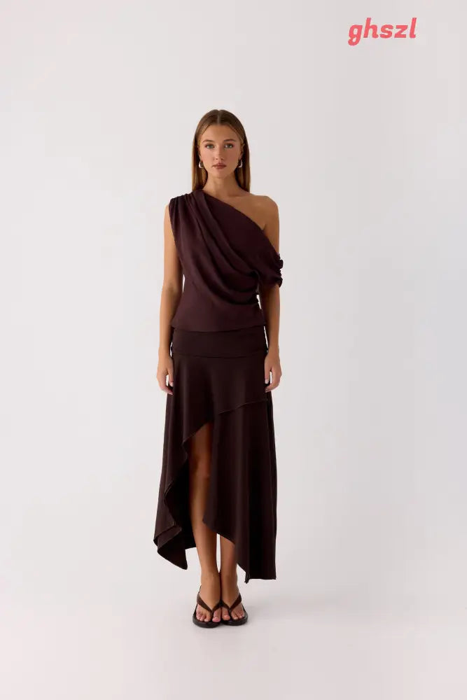 Lycia Midi Skirt - Chocolate - Midi Skirts