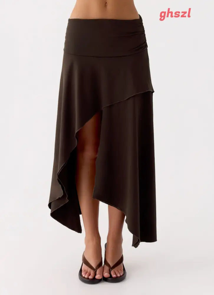 Lycia Midi Skirt - Chocolate - Midi Skirts
