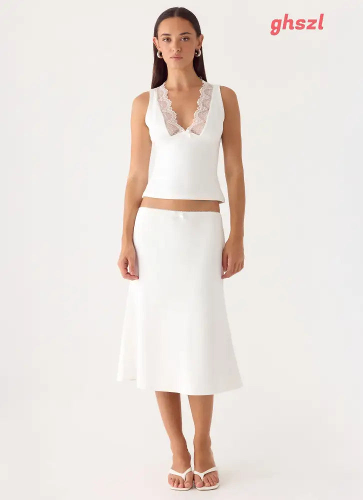 Marquas Midi Skirt - White - Midi Skirts