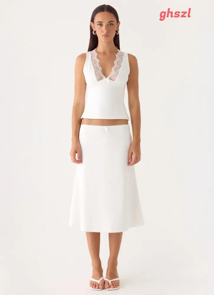 Marquas Midi Skirt - White - Midi Skirts