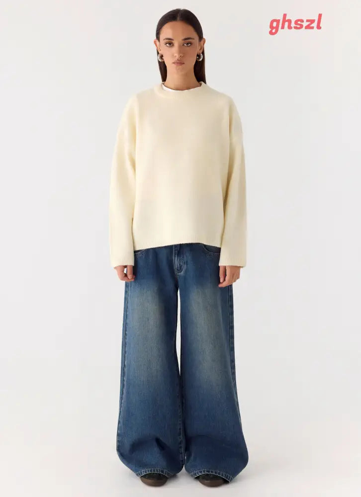 Miyuki Knit Sweater - Cream - Jumpers + Knits