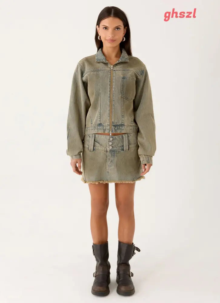 Roman Darts Jean Jacket - Vintage Tan Wash - Denim Jackets
