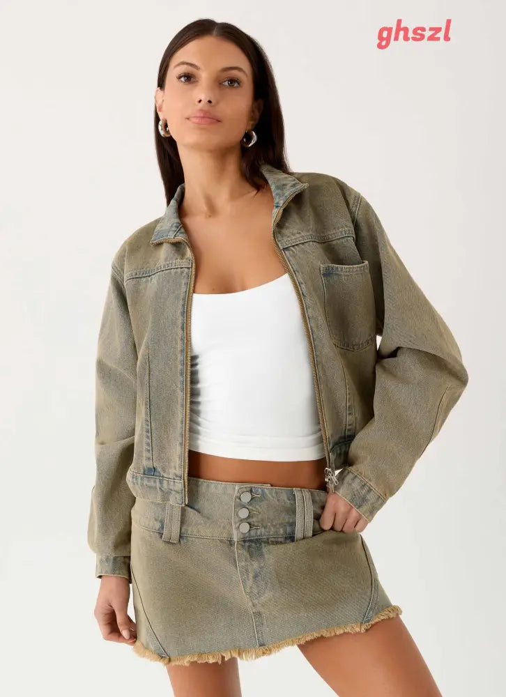 Roman Darts Jean Jacket - Vintage Tan Wash - Denim Jackets
