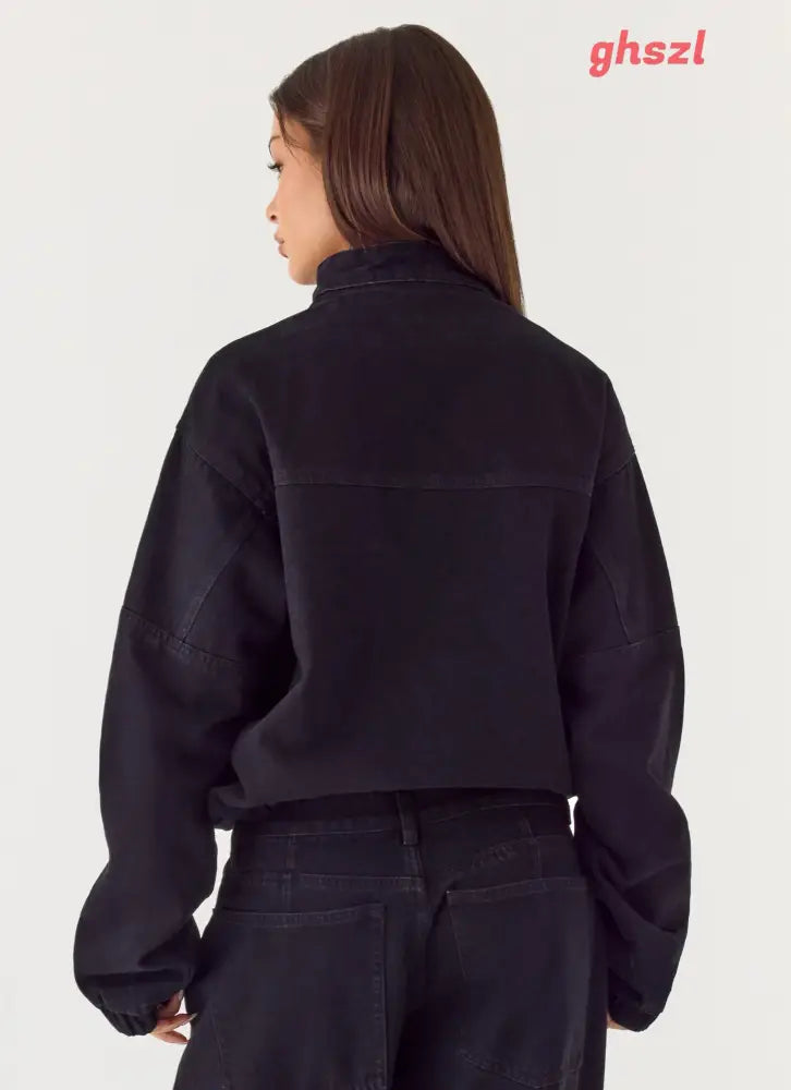 Waylon Denim Bomber Jacket - Black - Denim Jackets